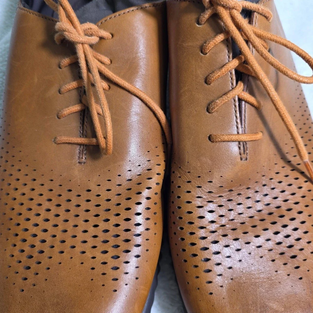 Cole Haan Zerogrand Laser Wingtip Oxford Shoes British Tan Leather Mens 13